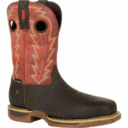 ROCKY Long Range Composite Toe Waterproof Western Boot, BROWN/RED, M, Size 10.5 RKW0319